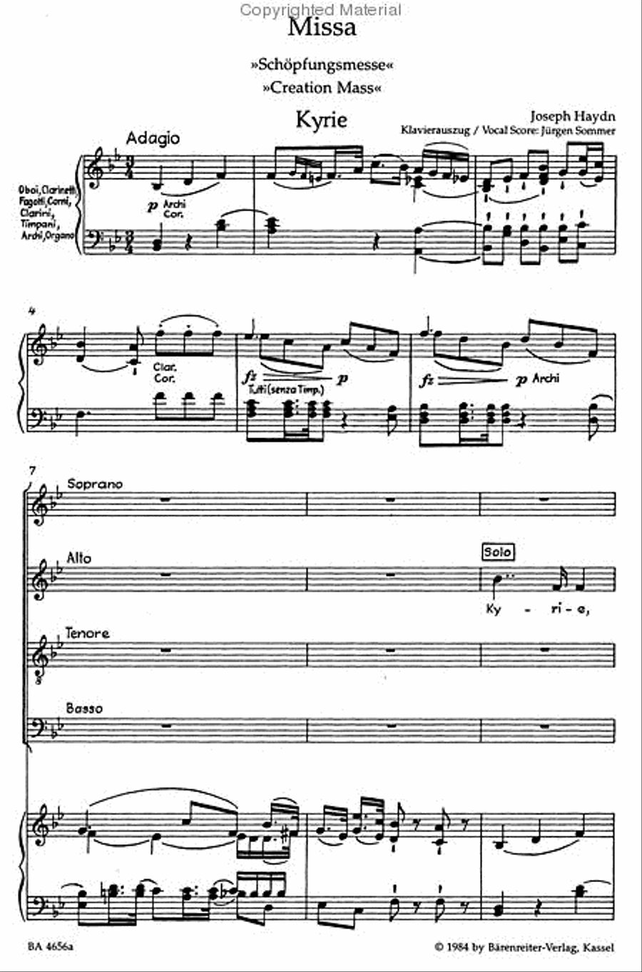 Missa B flat major Hob.XXII:13 'Creation Mass' 4-Part scores gallery preview page 2