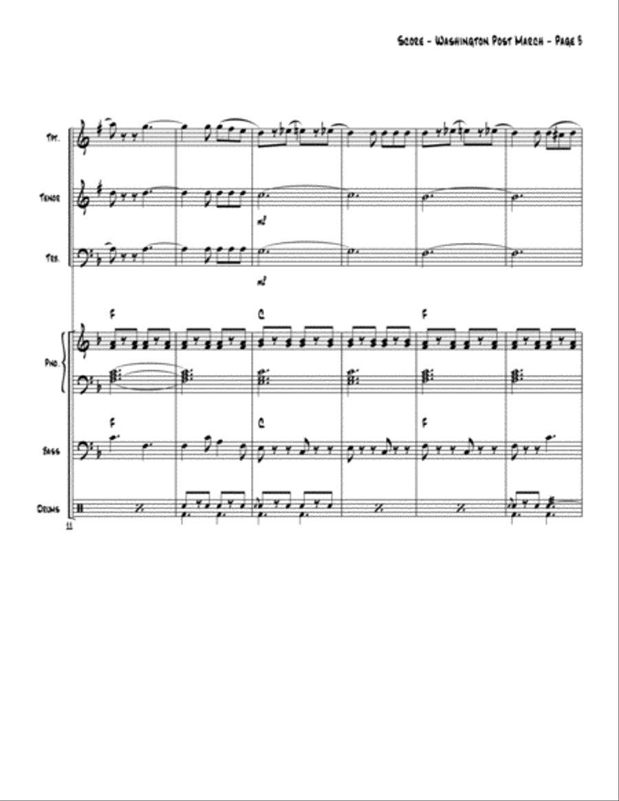Washington Post (Jazz Combo) Jazz Ensemble scores gallery preview page 4