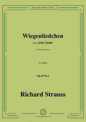 Book cover for Richard Strauss-Wiegenliedchen,in A Major