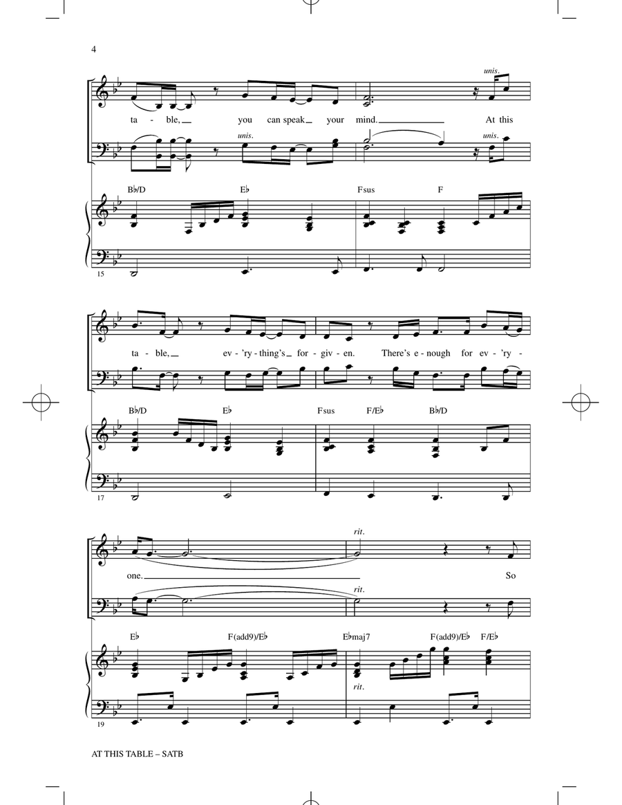 At This Table (arr. Mac Huff) 4-Part scores gallery preview page 3
