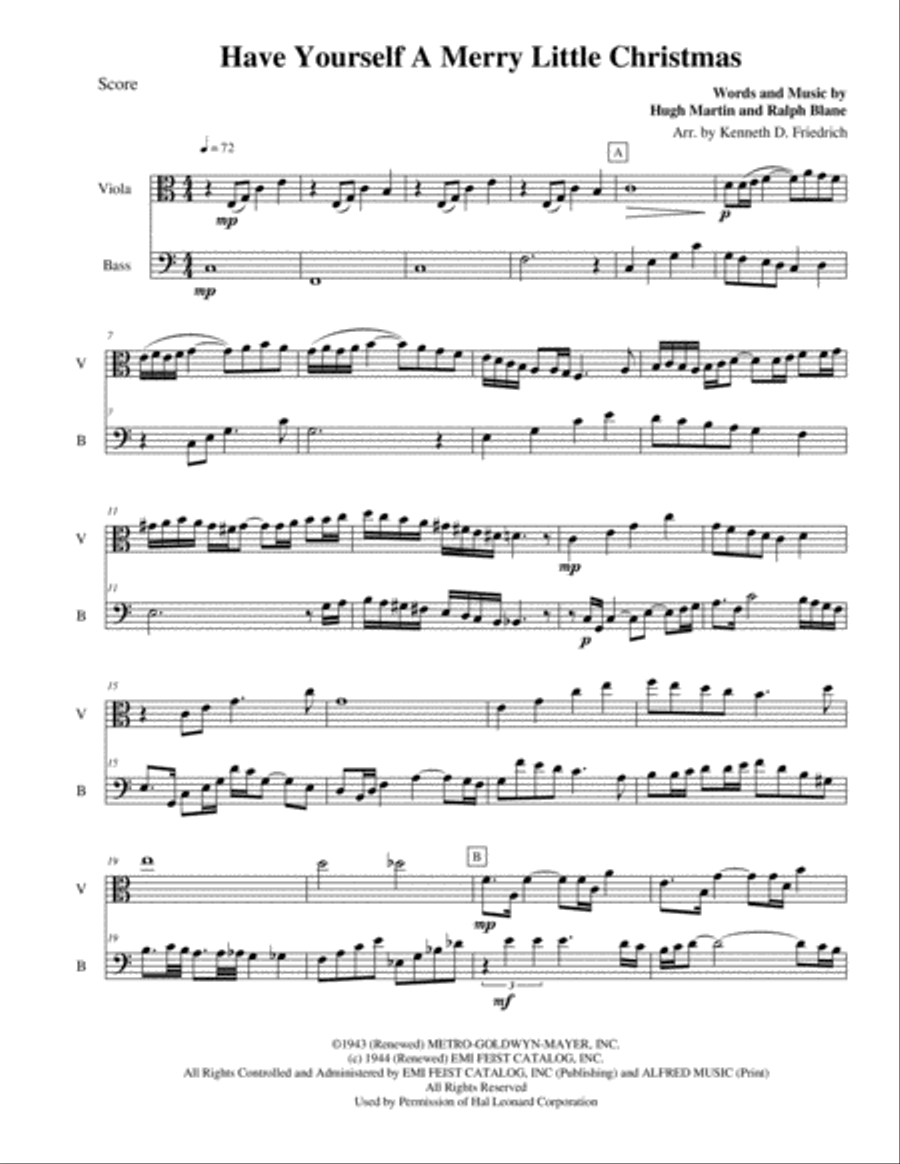 Have Yourself A Merry Little Christmas from MEET ME IN ST. LOUIS String Duet scores gallery preview page 1