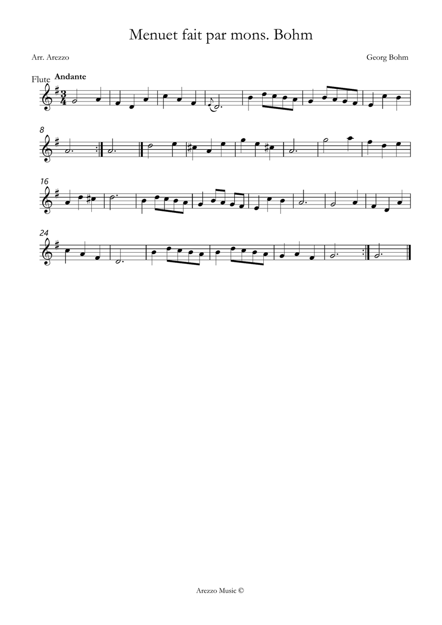 menuet fait par mons bohm Flute and Bassoon sheet music Woodwind Duet scores gallery preview page 2