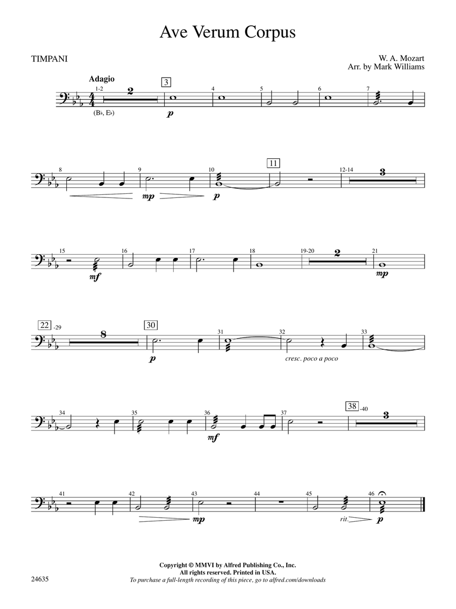 Ave Verum Corpus: Timpani