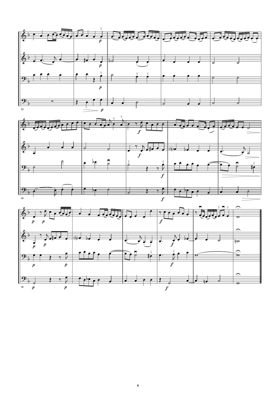 Diego Ortiz,Madrigal, Canción e Recercada from: Tratado de Glosas Sobre Clausulas Y Otros Generos String Quartet scores gallery preview page 6