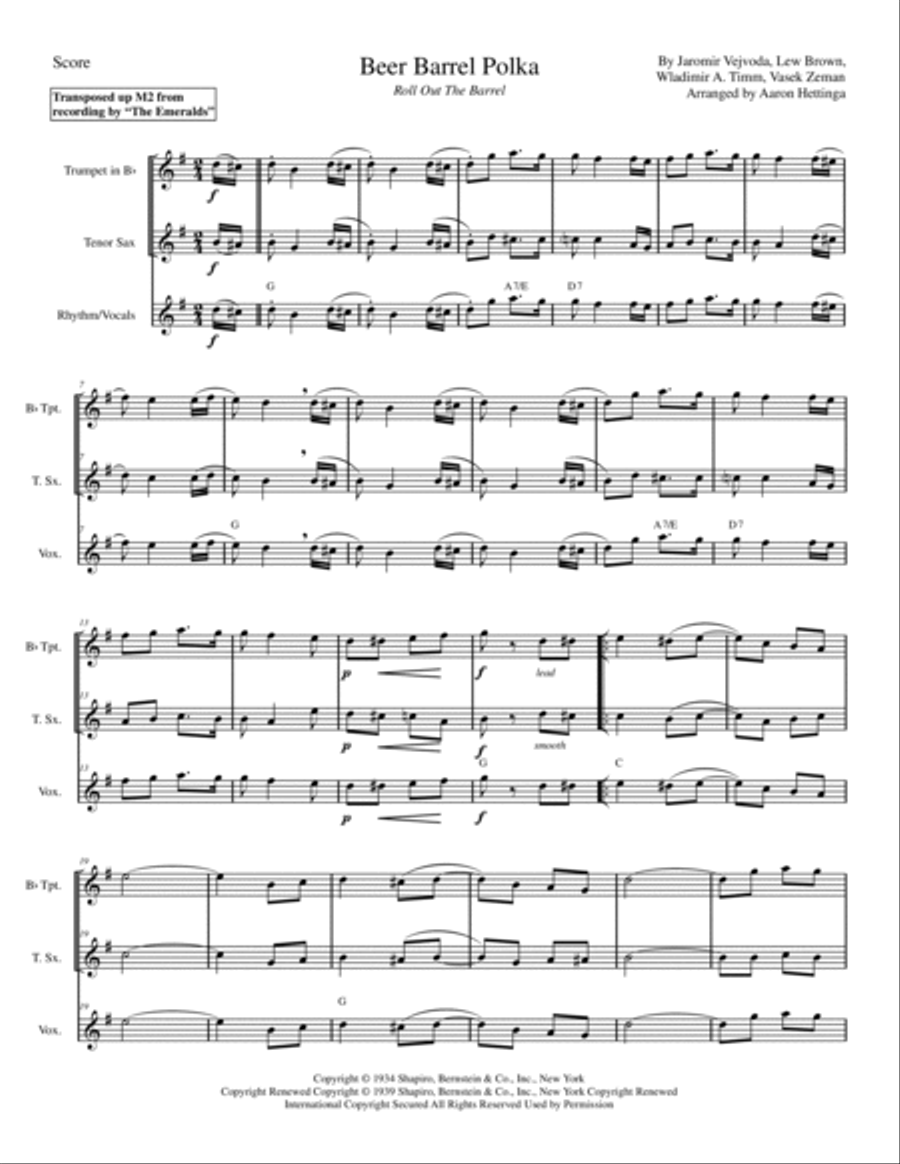 Beer Barrel Polka (roll Out The Barrel) Small Ensemble scores gallery preview page 3