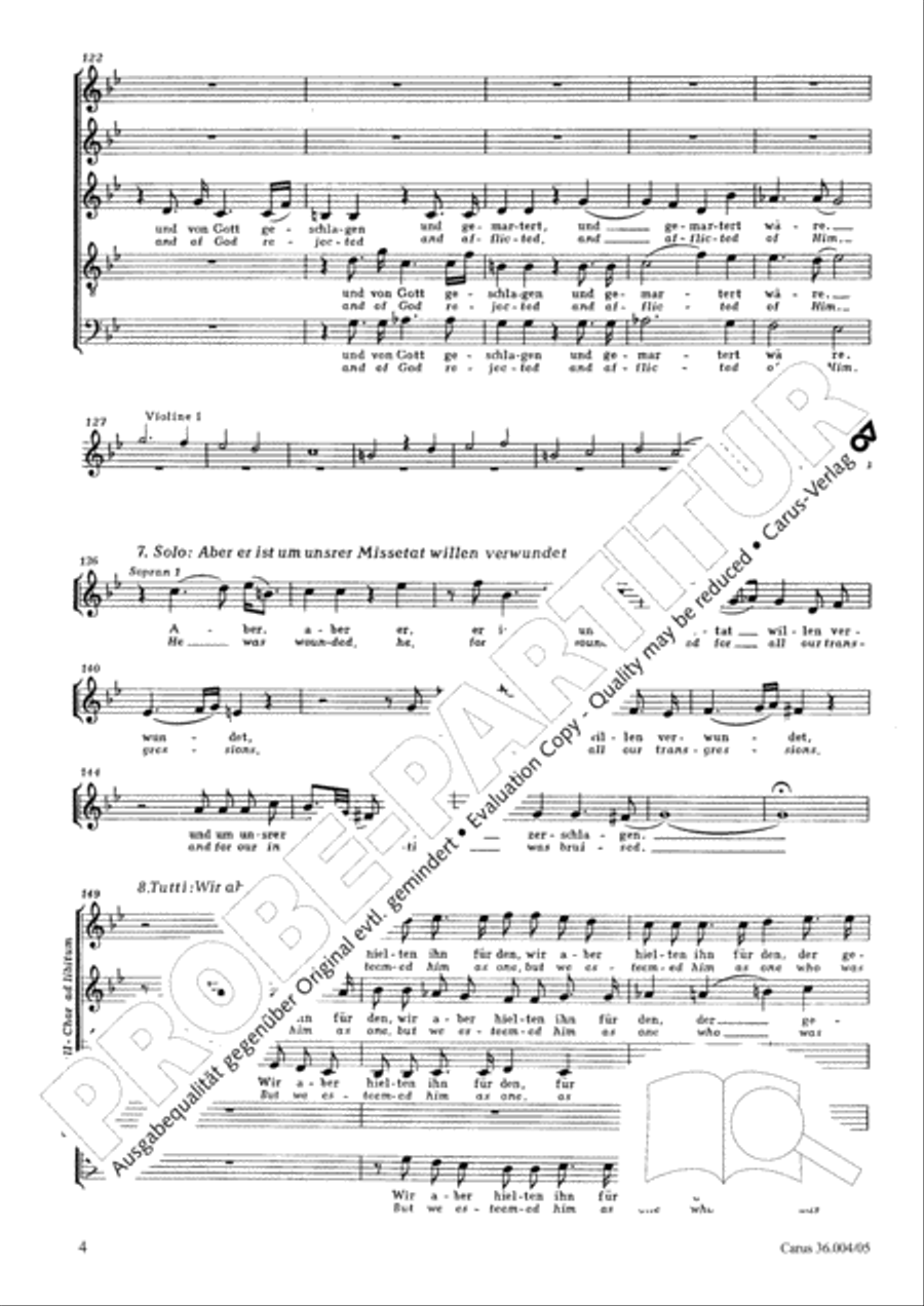 Behold, he carried all our sorrows (Furwahr, er trug unsere Krankheit) SSATB scores gallery preview page 5