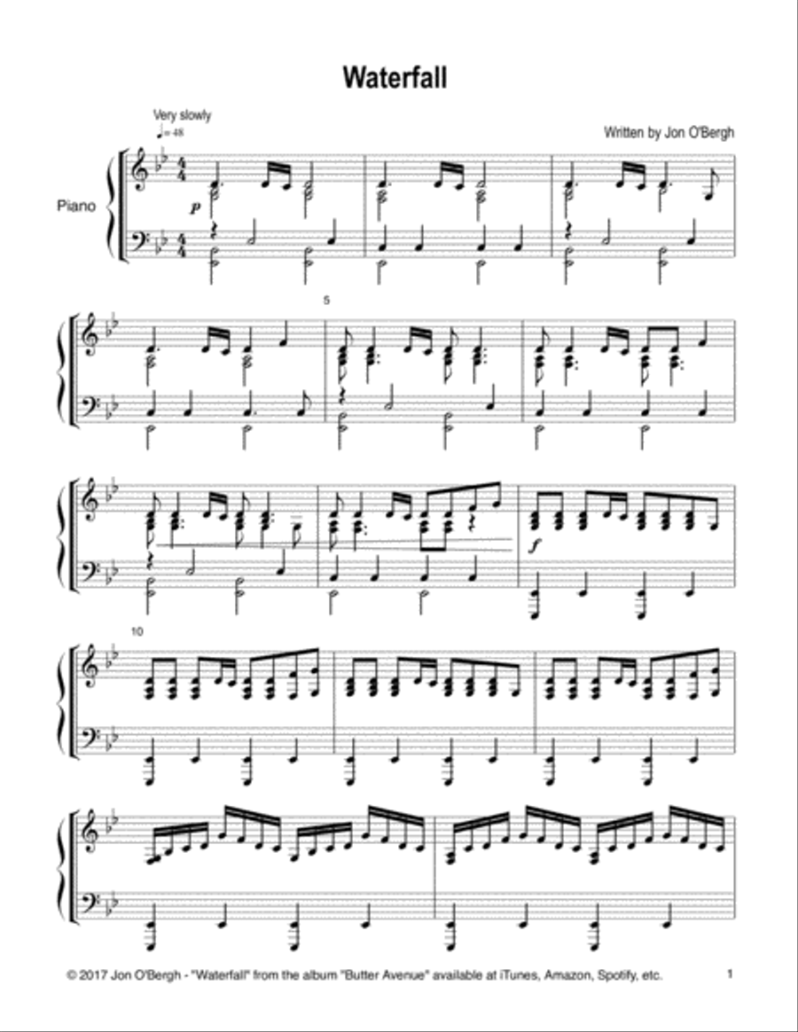 Waterfall Piano Solo scores gallery preview page 2