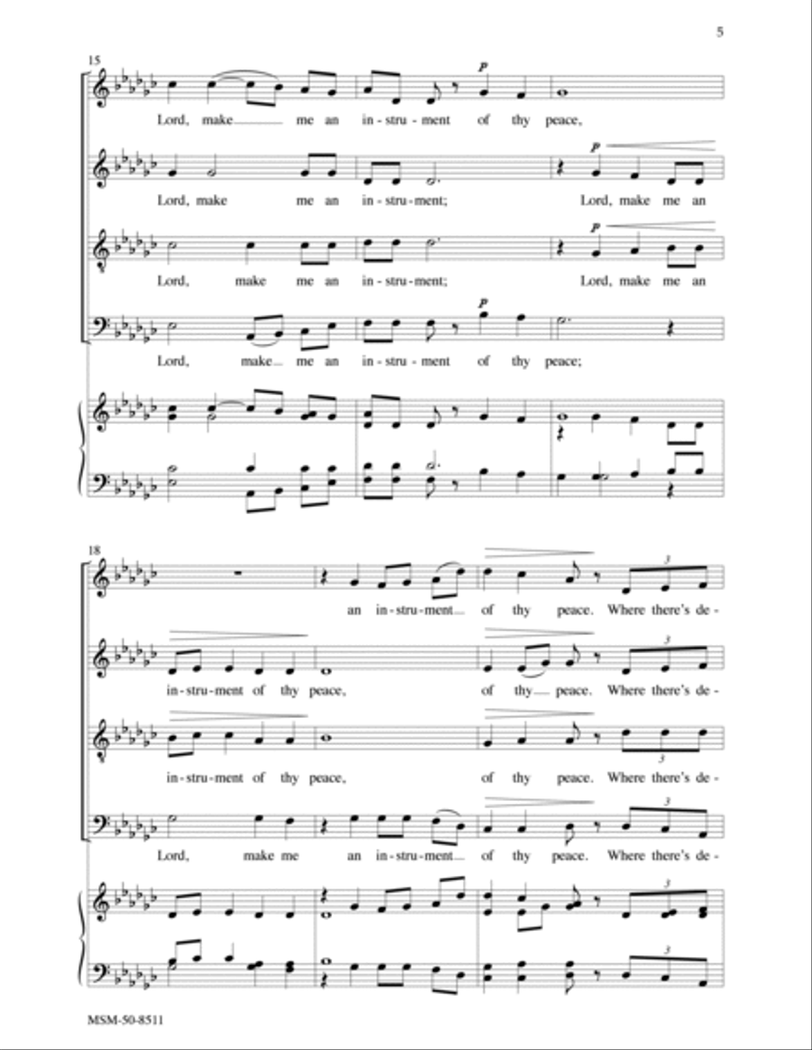 A Prayer for Peace Lord, Make Me an Instrument of Thy Peace 4-Part scores gallery preview page 4
