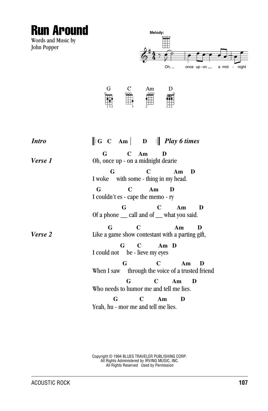 Run Around Run Around Ukulele scores gallery preview page 1