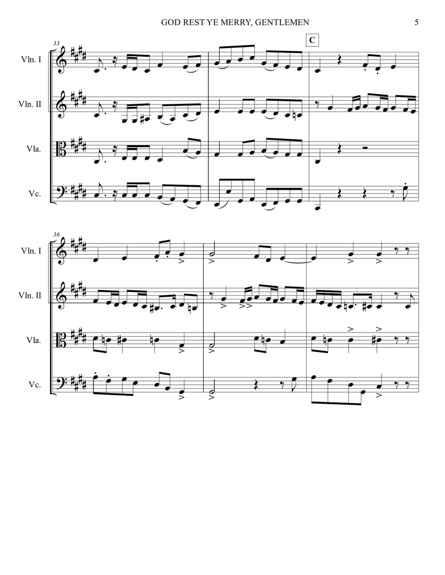 God Rest Ye Merry, Gentlemen - Pentatonix - Strings Quartet String Quartet scores gallery preview page 5