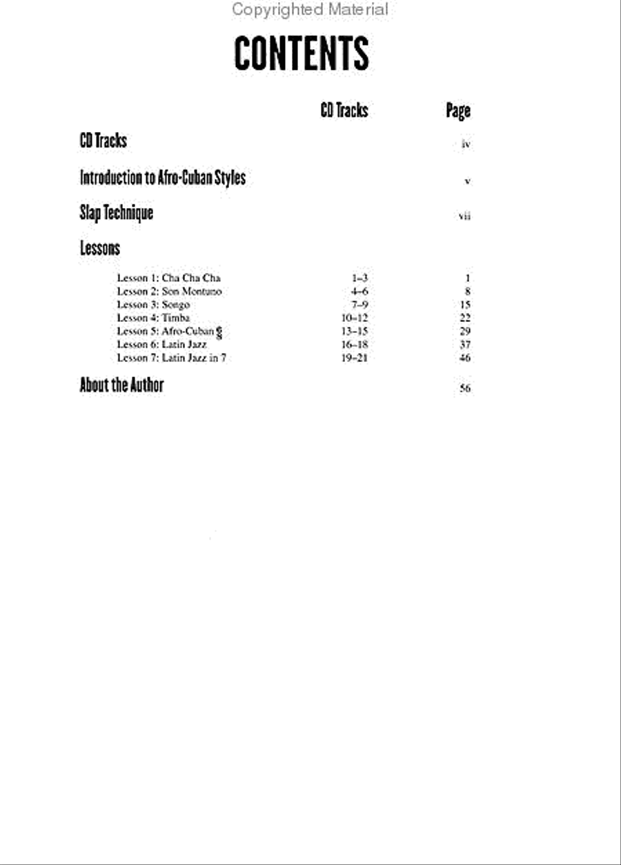 Afro-Cuban Slap Bass Lines Bass Guitar Tablature scores gallery preview page 2