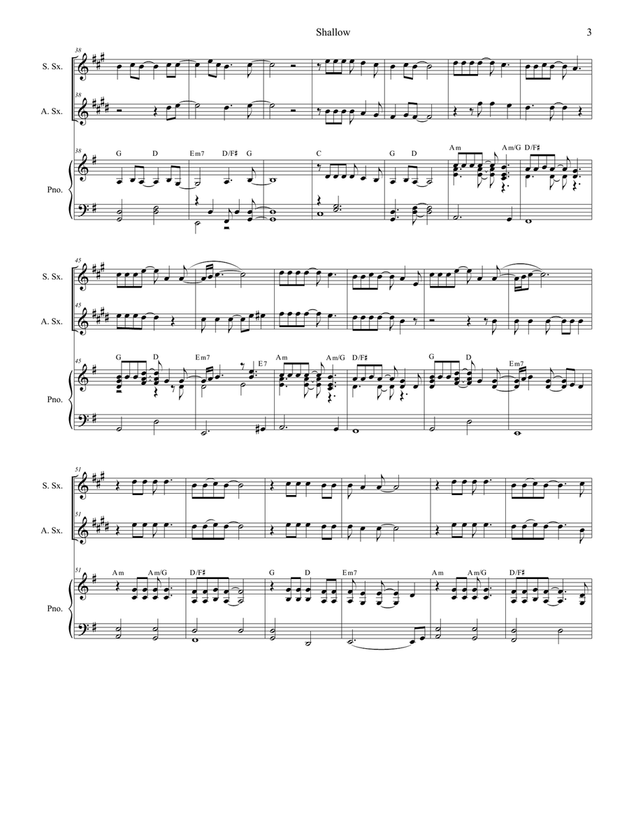 Shallow Soprano Saxophone scores gallery preview page 3