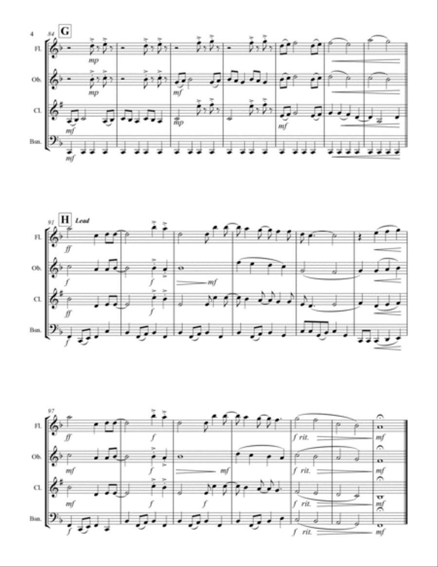 Sweet Caroline Sweet Caroline Woodwind Quartet scores gallery preview page 5