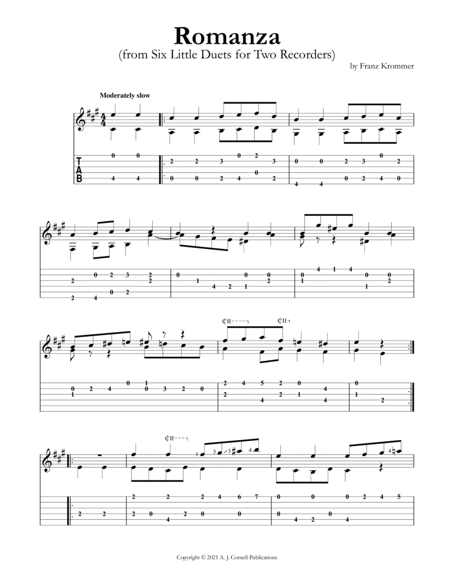 Romanza (from Six Little Duets for Two Recorders) Recorder scores gallery preview page 1