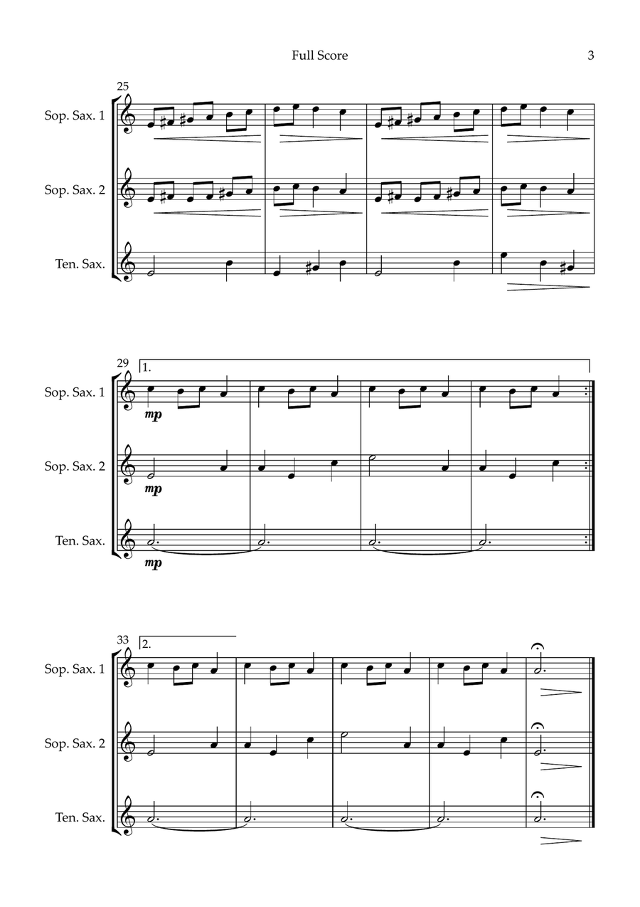 Carol of the Bells (Christmas Song) for Saxophone Trio Woodwind Quartet scores gallery preview page 3