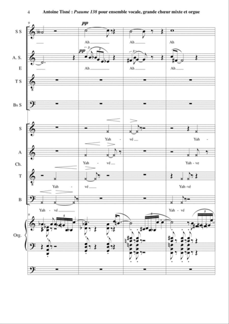 Antoine Tisné : Psaume 138 for SATB soloists, SATB mixed chorus and organ 4-Part scores gallery preview page 4