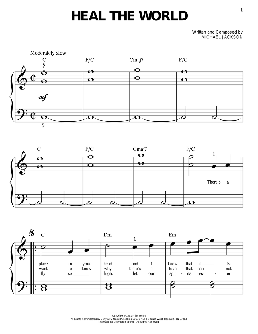 Heal The World Heal The World Easy Piano scores gallery preview page 1