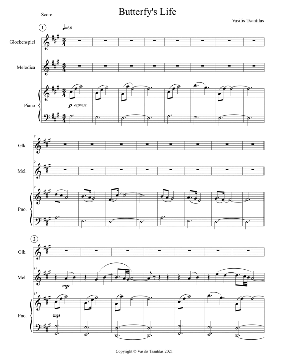 Butterfly's Life Small Ensemble scores gallery preview page 1