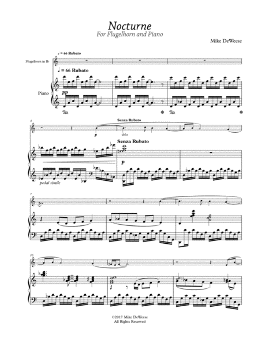 Nocturne for Flugelhorn and Piano Flugelhorn scores gallery preview page 1
