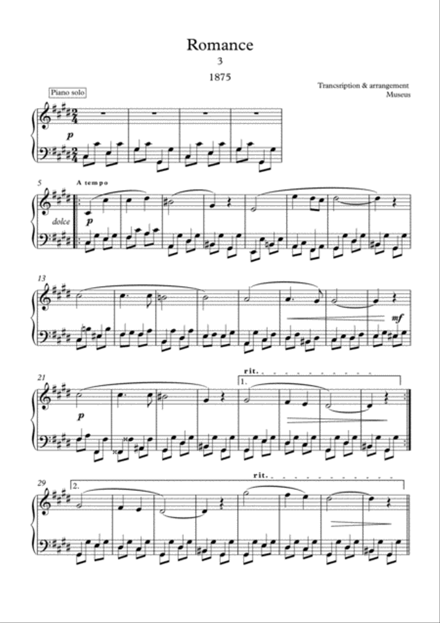 Advanced Piano Masterpieces for solo piano 19th century Romances Piano Solo scores gallery preview page 6