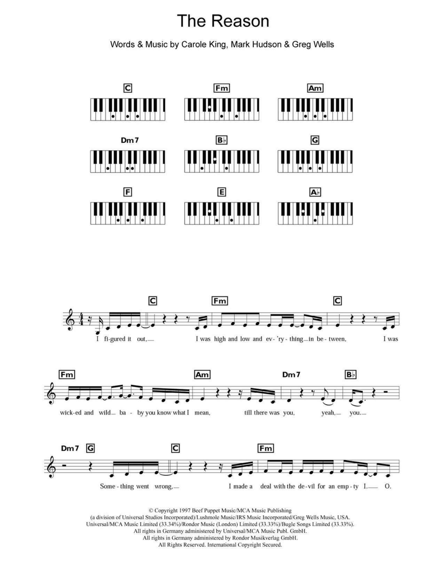 The Reason Piano scores gallery preview page 1
