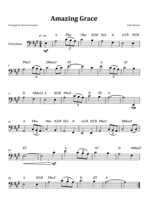 Amazing Grace - Double Bass Solo with Chord Notation