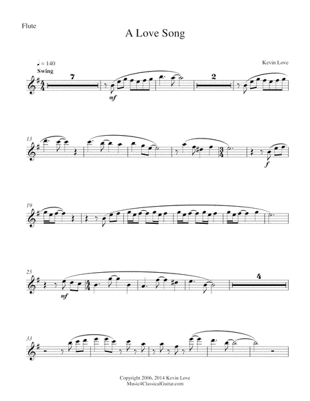A Love Song (Flute, Oboe and Guitar) - Score and Parts image number null