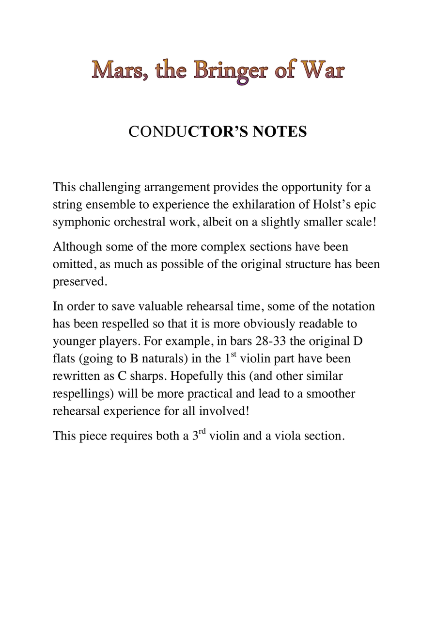 Mars, Bringer of War - from The Planets String Orchestra scores gallery preview page 3