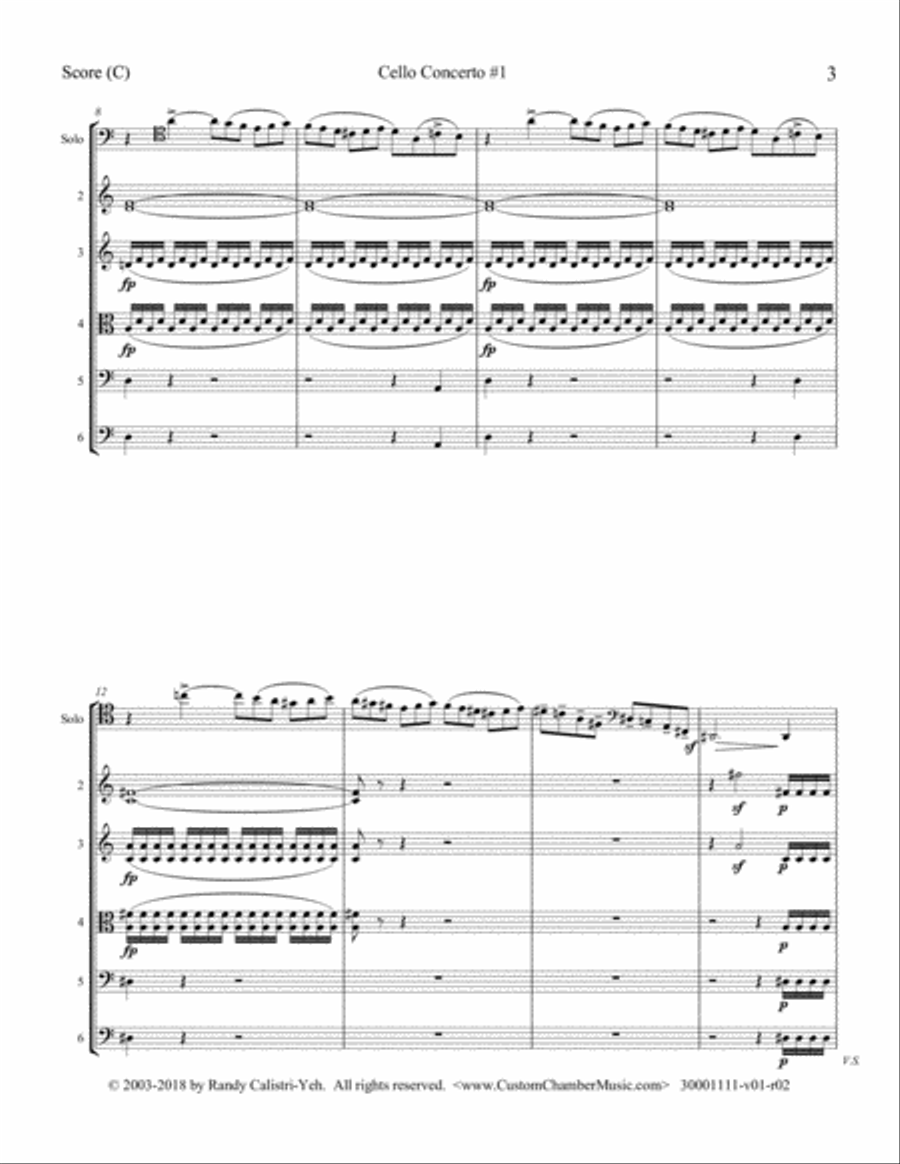 Saint-Saens Cello Concerto #1 in A minor, Op. 33 (with string orchestra) String Orchestra scores gallery preview page 3