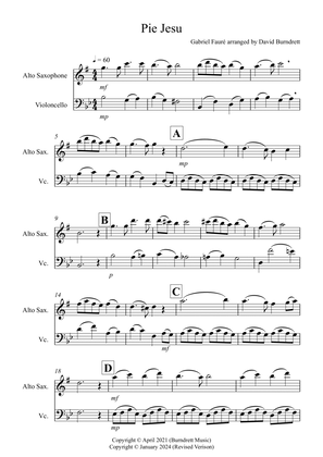 Pie Jesu (from Requiem) for Alto Saxophone and Cello Duet