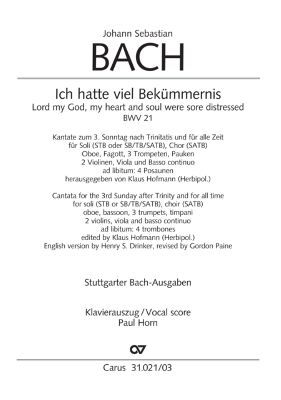 Lord my God, my heart and soul were sore distressed (Ich hatte viel Bekummernis) STB scores gallery preview page 2