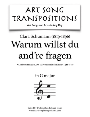SCHUMANN: Warum willst du and're fragen, Op. 12 no. 11 (transposed to G major)