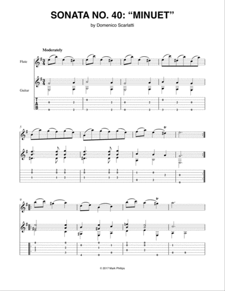 Sonata No. 40: “Minuet” Flute scores gallery preview page 1