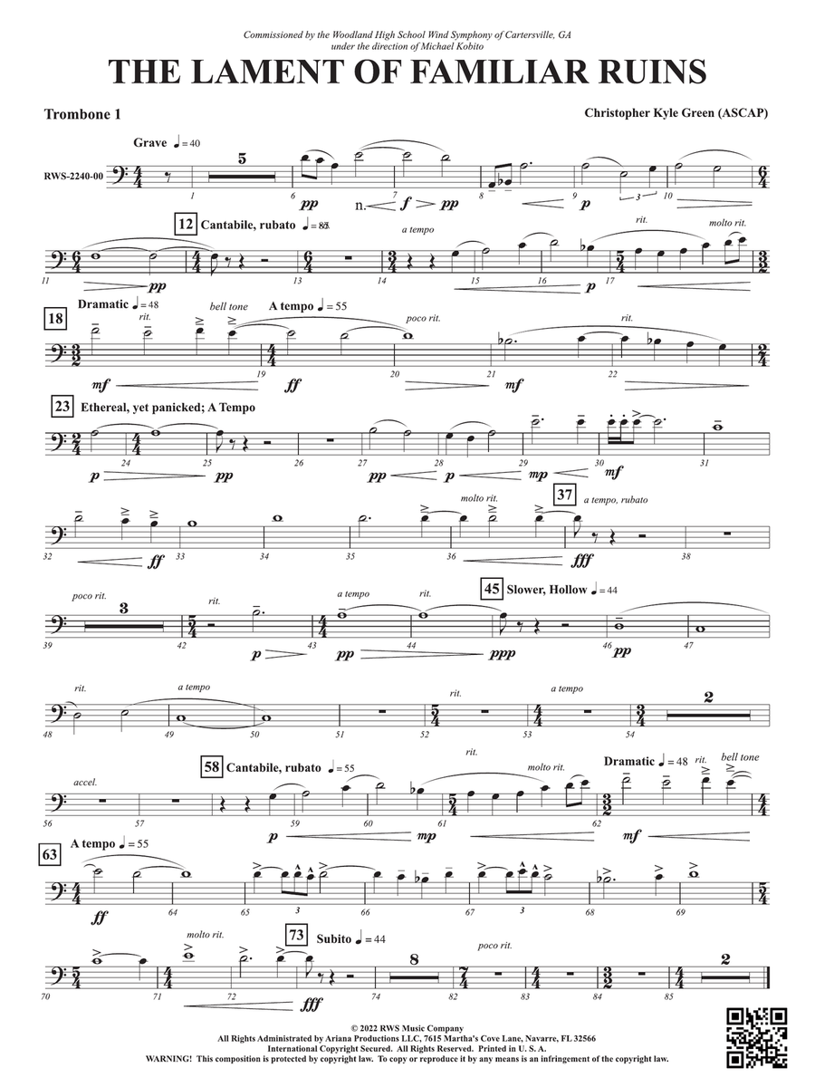The Lament of Familiar Ruins: 1st Trombone