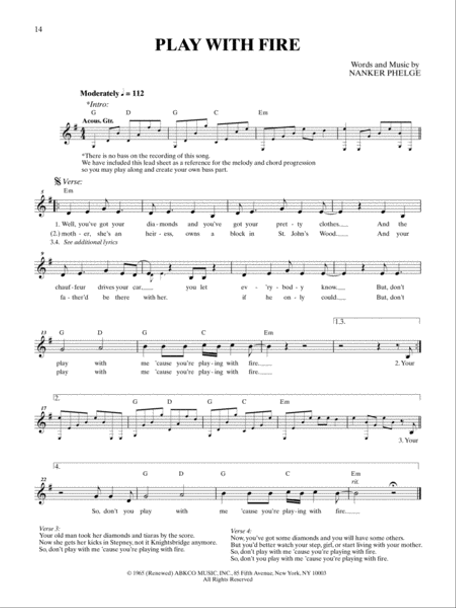 Play With Fire Bass Guitar Tablature scores gallery preview page 1