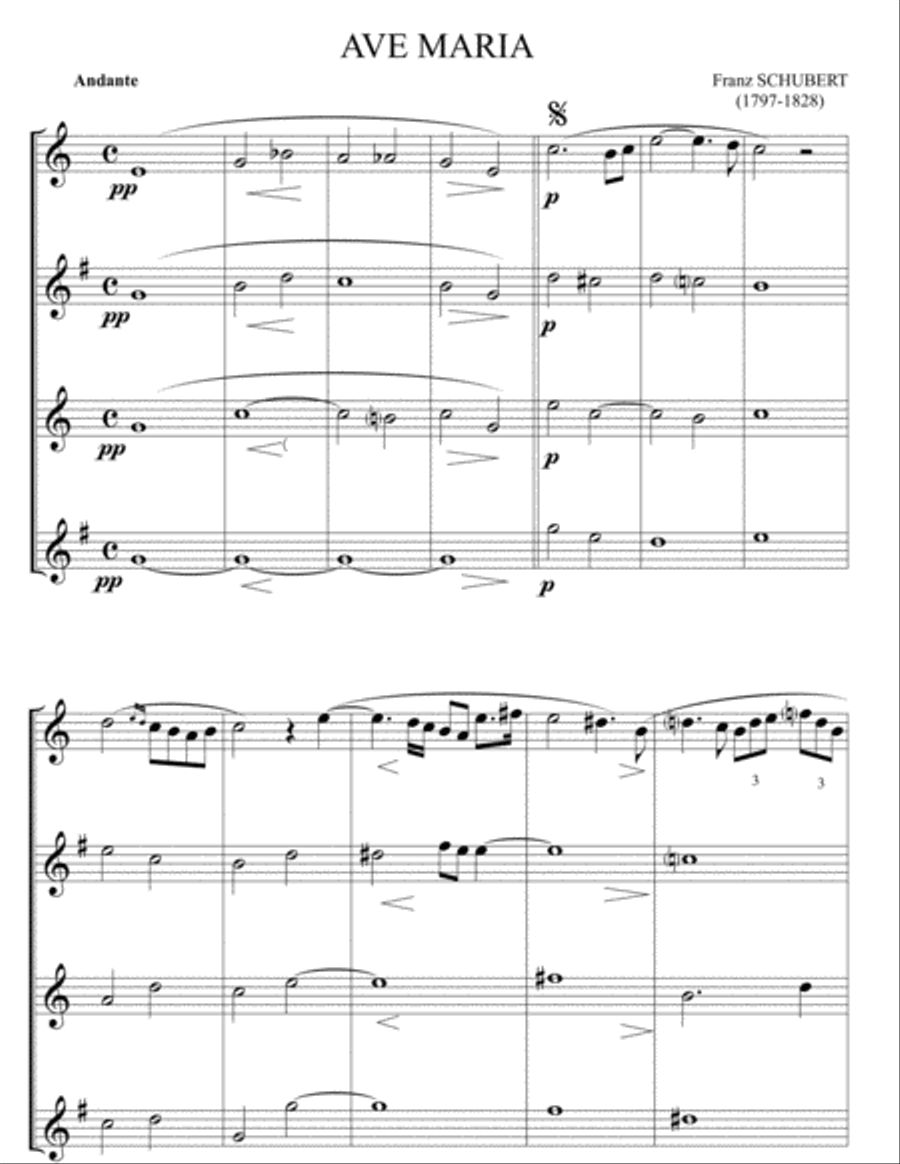 Ave maria Woodwind Quartet scores gallery preview page 1