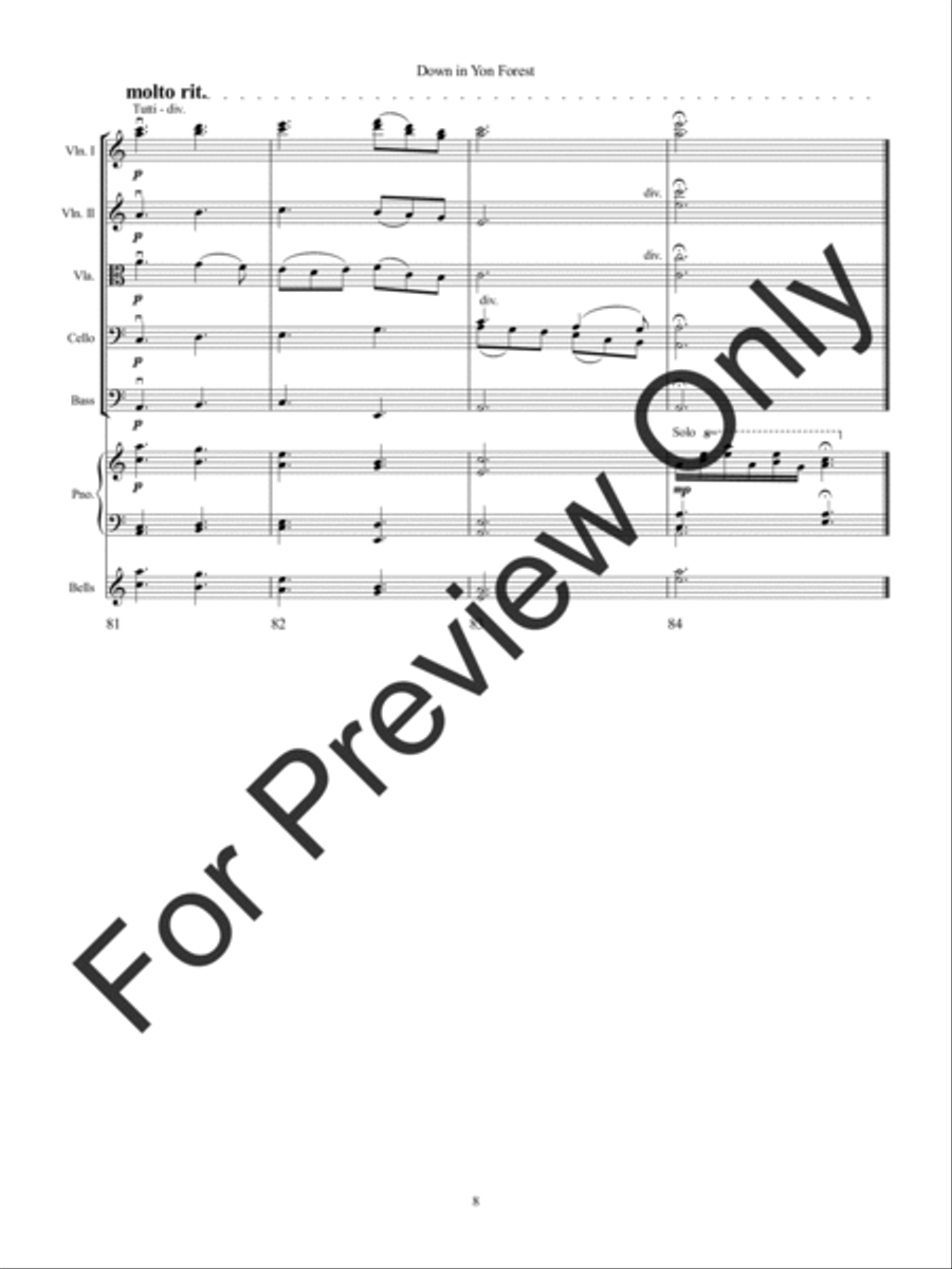Down in Yon Forest (Score) String Orchestra scores gallery preview page 11