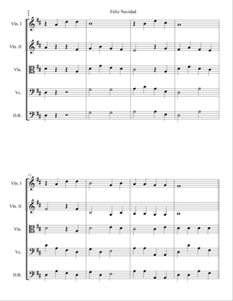 Feliz Navidad String Orchestra scores gallery preview page 2