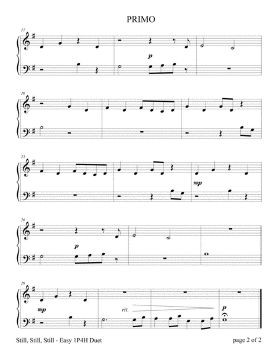 Still, Still, Still (Easy Piano Duet; 1 Piano, 4 Hands) Easy Piano scores gallery preview page 3