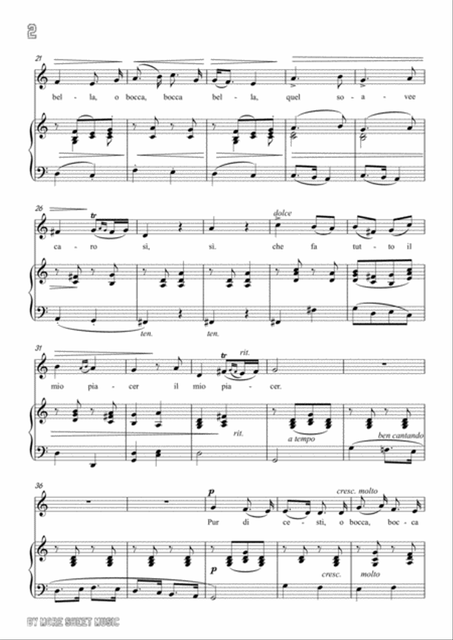 Lotti-Pur dicesti,o bocca bella in C Major,for Voice and Piano Voice Solo scores gallery preview page 4