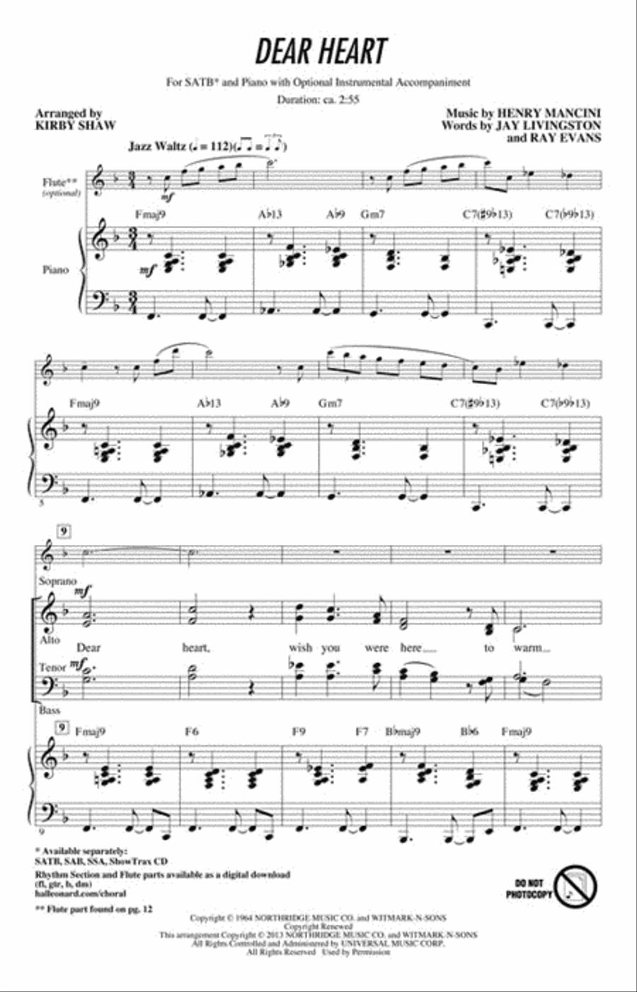 Dear Heart Dear Heart 4-Part scores gallery preview page 2