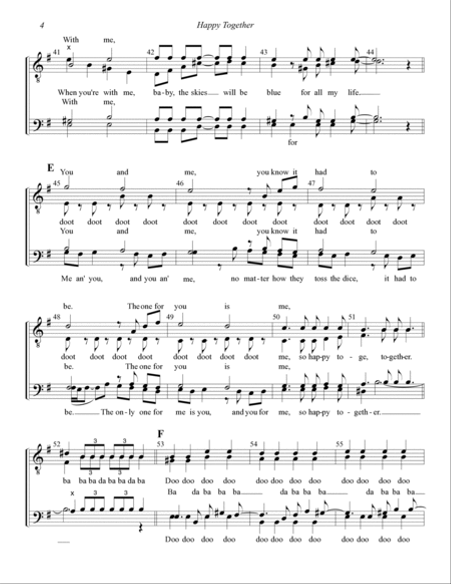 Happy Together (arr. Liz Garnett) TTBB scores gallery preview page 4