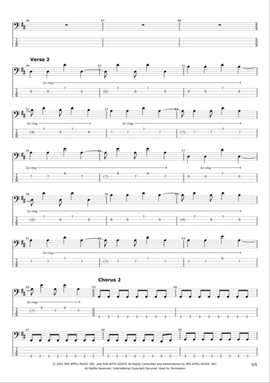 Stay Together For The Kids Bass Guitar scores gallery preview page 3