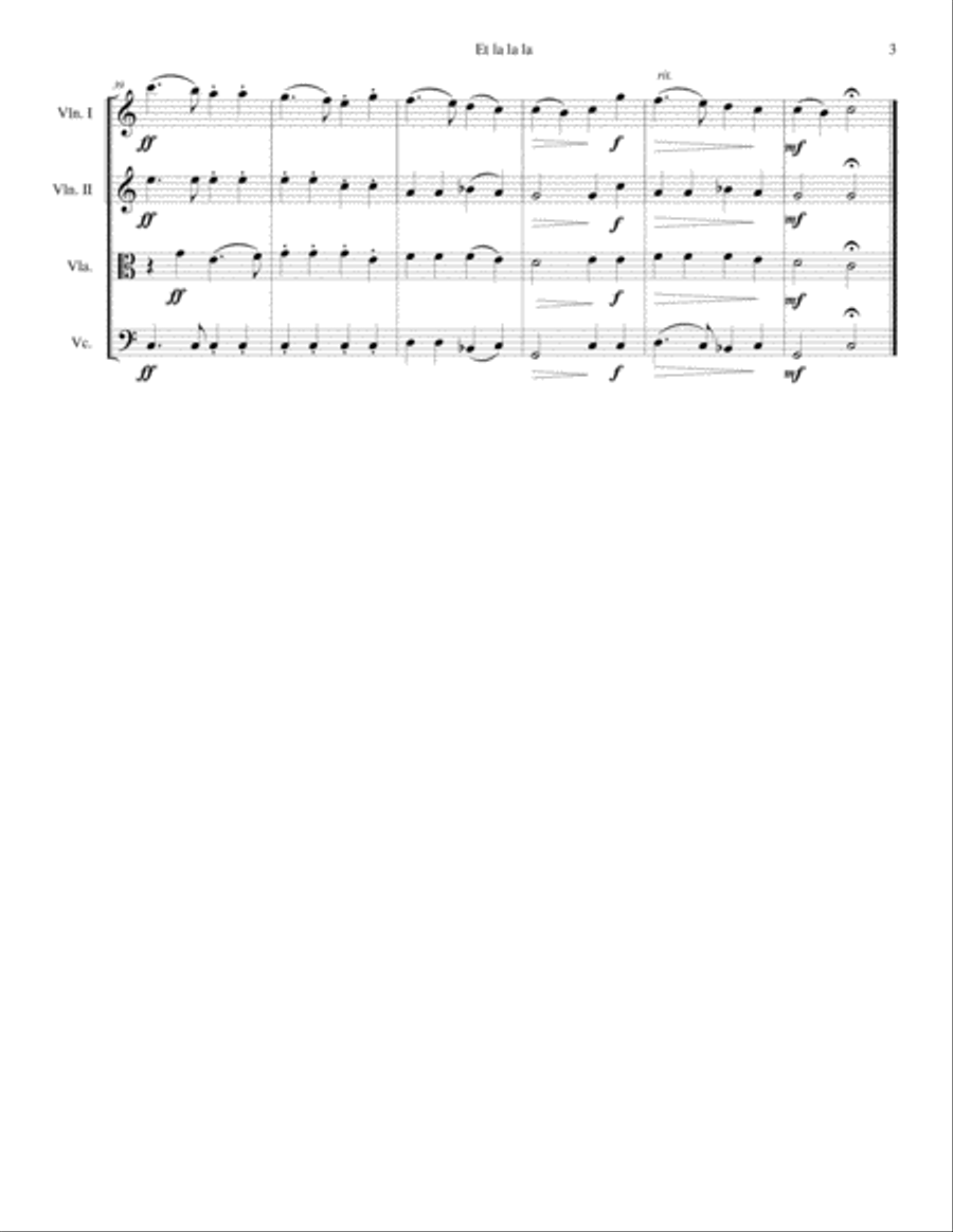 Et la la la for string quartet String Quartet scores gallery preview page 3