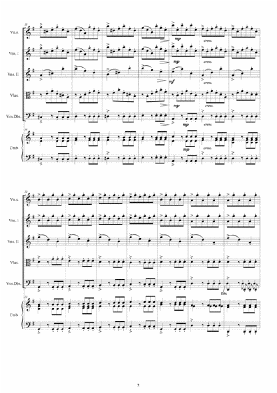 Vivaldi - Violin Concerto No.3 in G major Op.4 RV 301 for Violin solo, Strings and Cembalo Chamber Orchestra scores gallery preview page 2