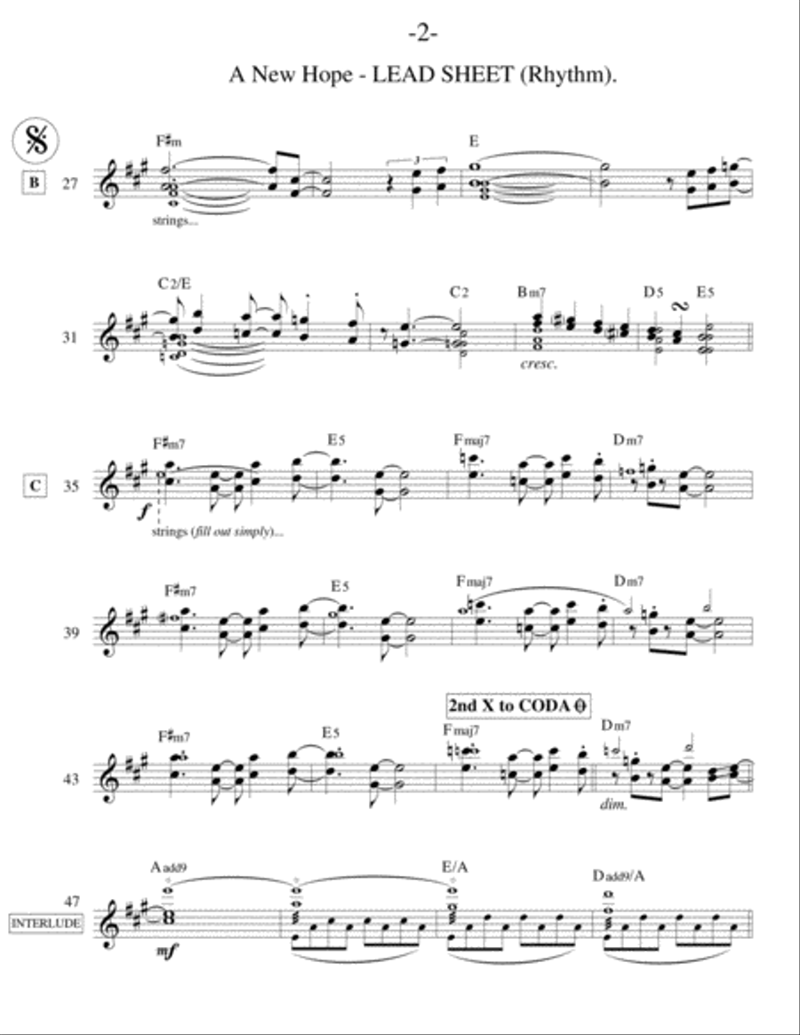 A New Hope (Lead Sheet) A New Hope (Lead Sheet) Guitar Ensemble scores gallery preview page 2