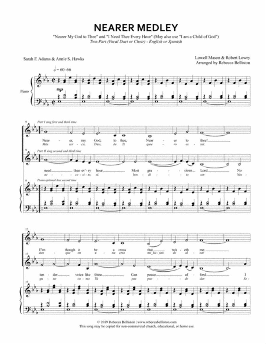Nearer My God to Thee / I Need Thee Every Hour Medley (Vocal Duet) Piano scores gallery preview page 1