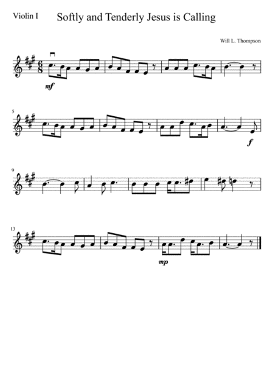 Softly and Tenderly Jesus Is Calling String Orchestra scores gallery preview page 3
