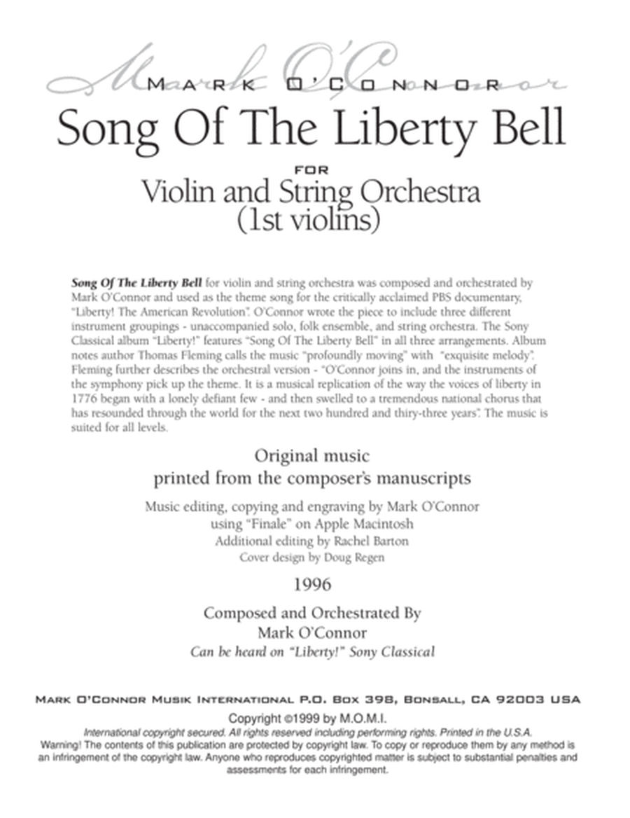 Song Of The Liberty Bell (string parts - violin and string orchestra) image number null
