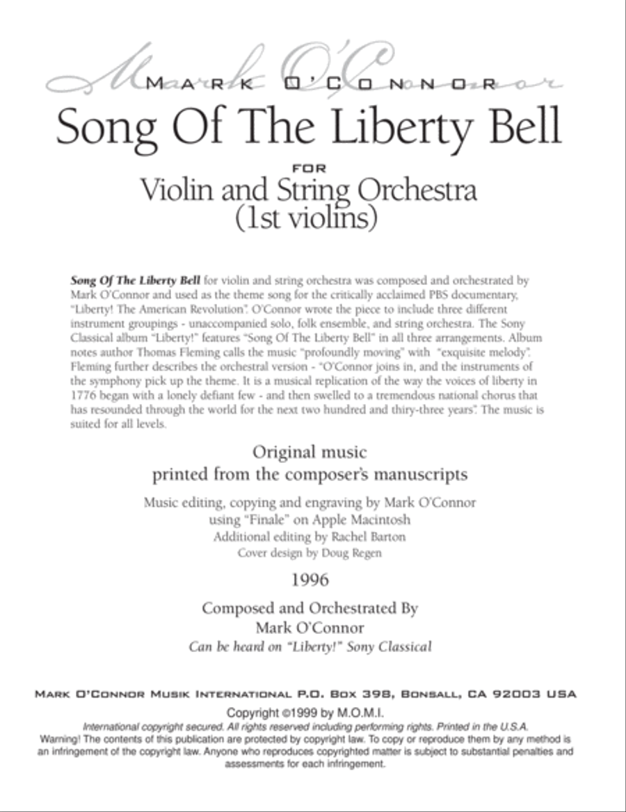 Song Of The Liberty Bell (string parts - violin and string orchestra) image number null